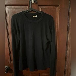Faherty Legend Waffle Crew Neck Shirt Size Medium Black Banner Pima Cotton Modal